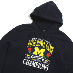 University of Michigan Wolverines 2024 CFP Semi Final Rose Bowl Champions Headline Hoodie Fall Navy