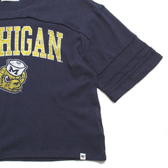 University of Michigan Wolverines Women's Riser Stevie Crop T-Shirt Vintage Atlas Blue