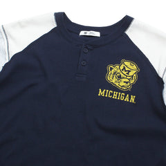 University of Michigan Wolverines Women's Underline Harvey Henley T-Shirt Vintage Atlas Blue