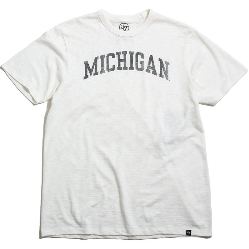 University of Michigan Wolverines Wordmark Grit Scrum T-Shirt White Wash University of Michigan Wolverines Wordmark Grit Scrum T-Shirt White Wash