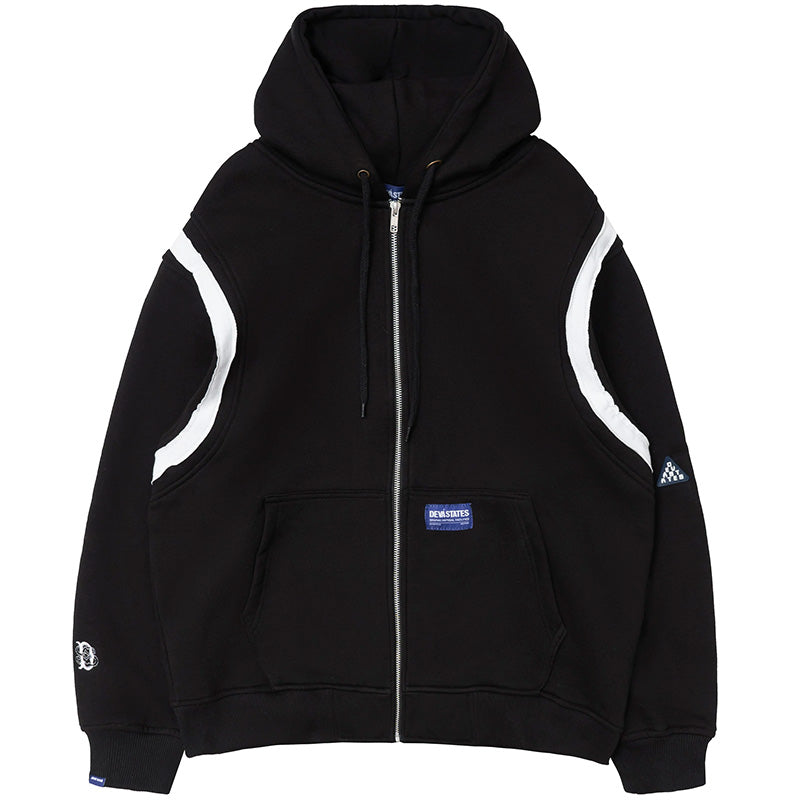 Epaulette Zip Up Hoodie Black Epaulette Zip Up Hoodie Black