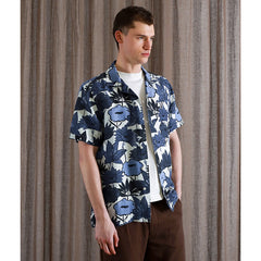 Selleck S/S Shirt Navy Flower Collage Print