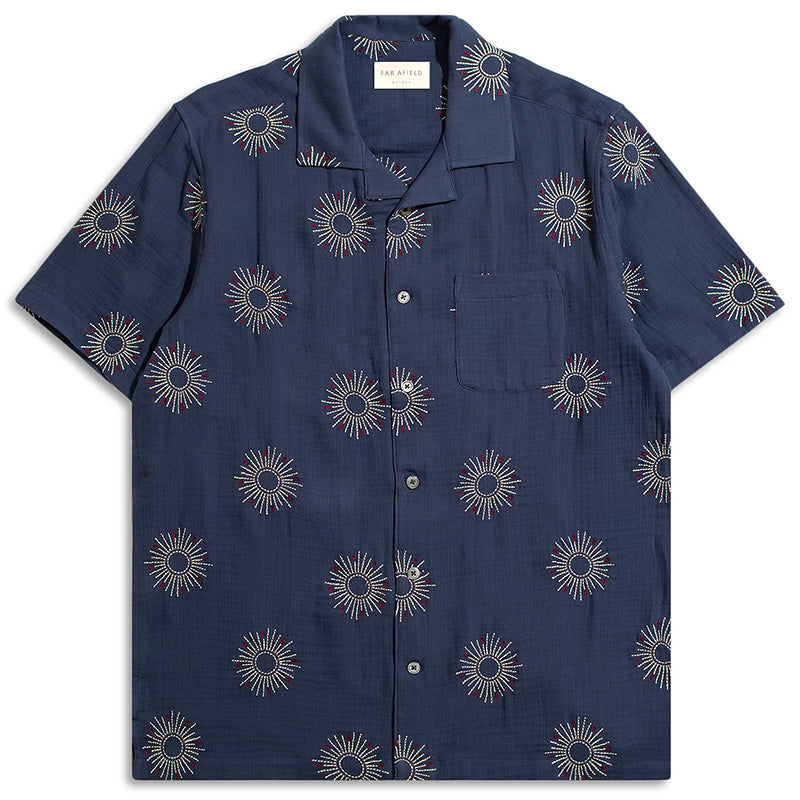 Stachio S/S Shirt Sol Embroidery Navy Iris Stachio S/S Shirt Sol Embroidery Navy Iris