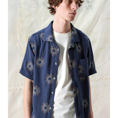 Stachio S/S Shirt Sol Embroidery Navy Iris