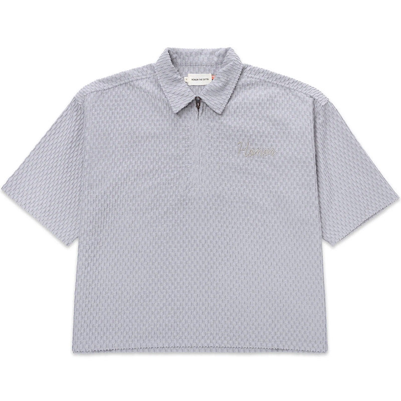 Textured Knit Qtr Zip Grey Textured Knit Qtr Zip Grey