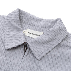 Textured Knit Qtr Zip Grey