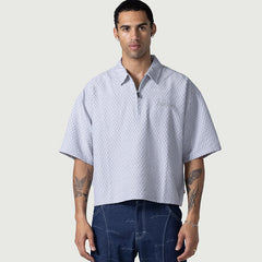 Textured Knit Qtr Zip Grey