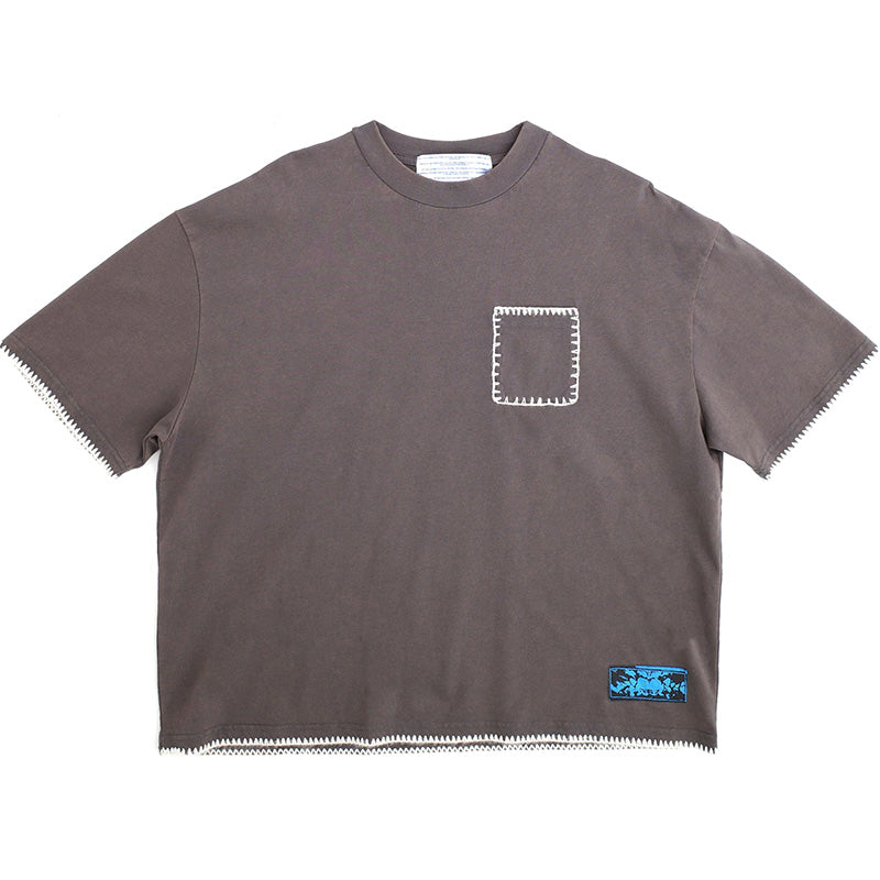 Blanket Stitch Vintage T-Shirt Sun Faded Grey Blanket Stitch Vintage T-Shirt Sun Faded Grey