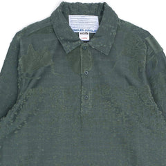 Symbols Terry Towelling Long Sleeve Button Up Olive