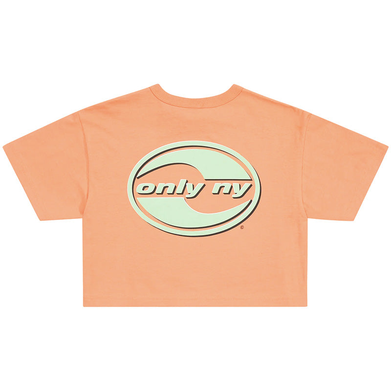Wavy Logo Women's Crop T-Shirt Peach Pink Wavy Logo Women