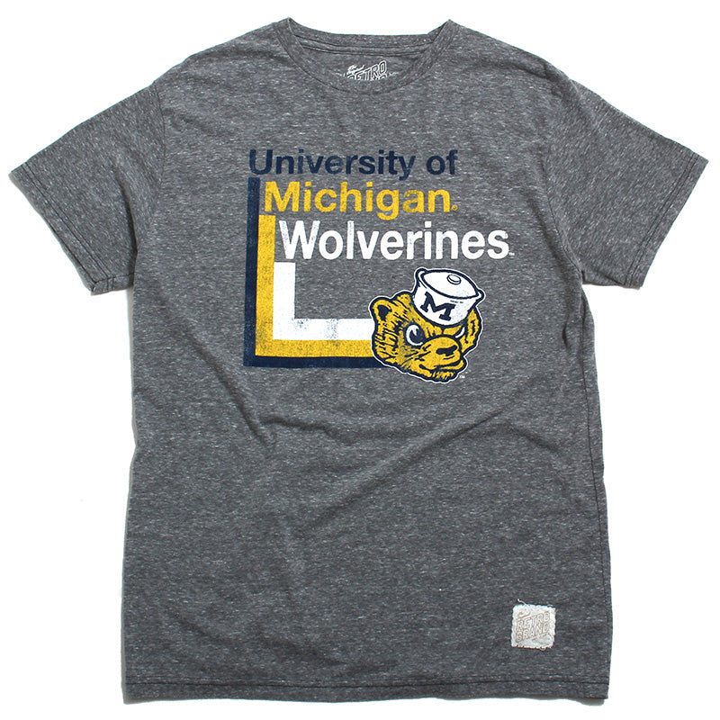 University of Michigan 1970s Square Tri-Blend T-Shirt Streaky Grey University of Michigan 1970s Square Tri-Blend T-Shirt Streaky Grey