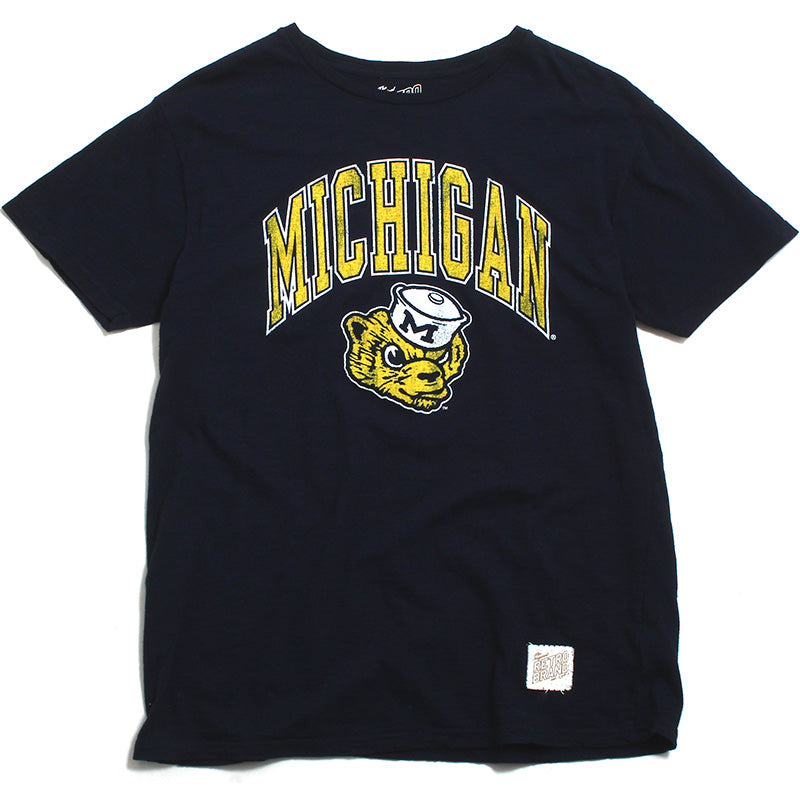 University of Michigan Arch & Wolverine Head Slub T-Shirt Navy University of Michigan Arch & Wolverine Head Slub T-Shirt Navy