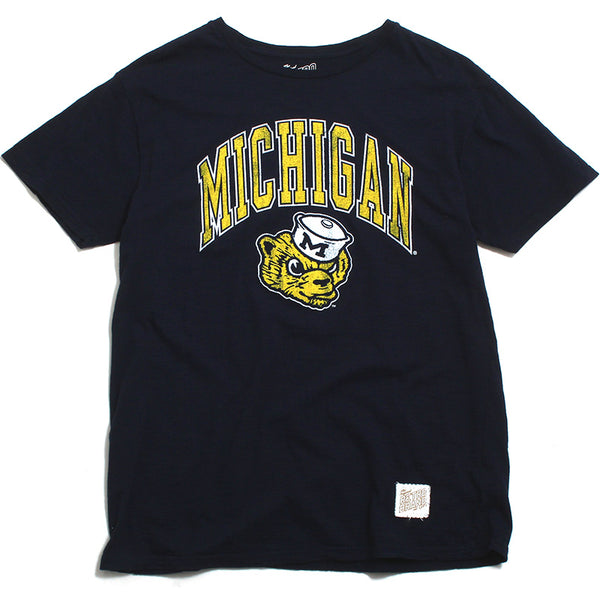 University of Michigan Arch & Wolverine Head Slub T-Shirt Navy