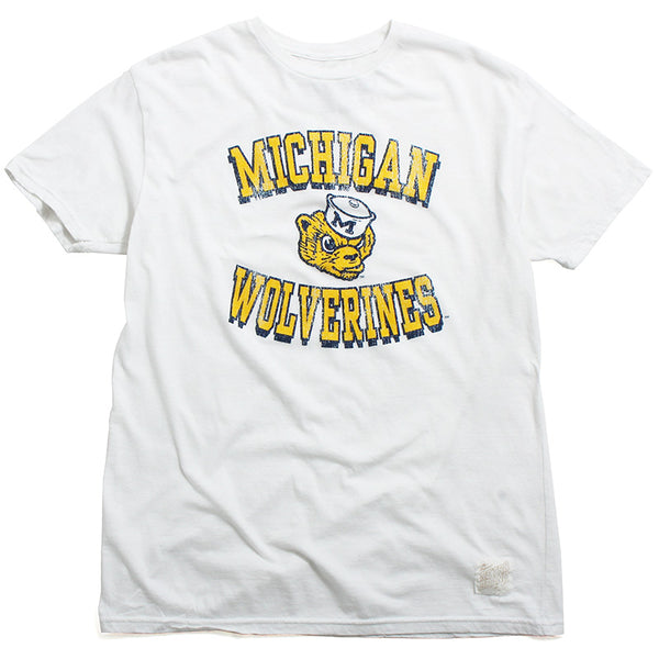 University of Michigan Wolverines Arch & Wolverine Head Text T-Shirt White