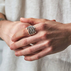 Silver Skeleton Hands Ring
