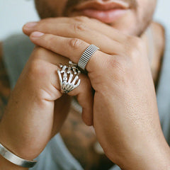 Silver Skeleton Hands Ring