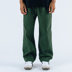 Arts Baggy Herringbone Twill Pants Forest Green