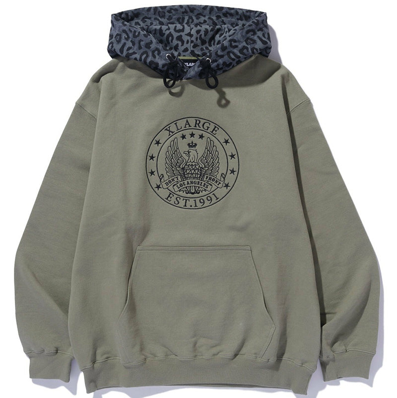 Pattern Blocked Hooded Sweatshirt Olive Pattern Blocked Hooded Sweatshirt Olive