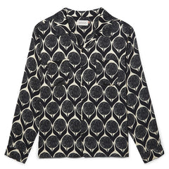 Floral L/S Woven Button Up Black