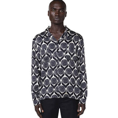 Floral L/S Woven Button Up Black