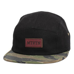 Leather Patch 5-Panel Camp Hat Black Duck Canvas / Tiger Camo