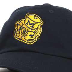 University of Michigan Wolverine Head Vintage Washed Dad Hat Navy