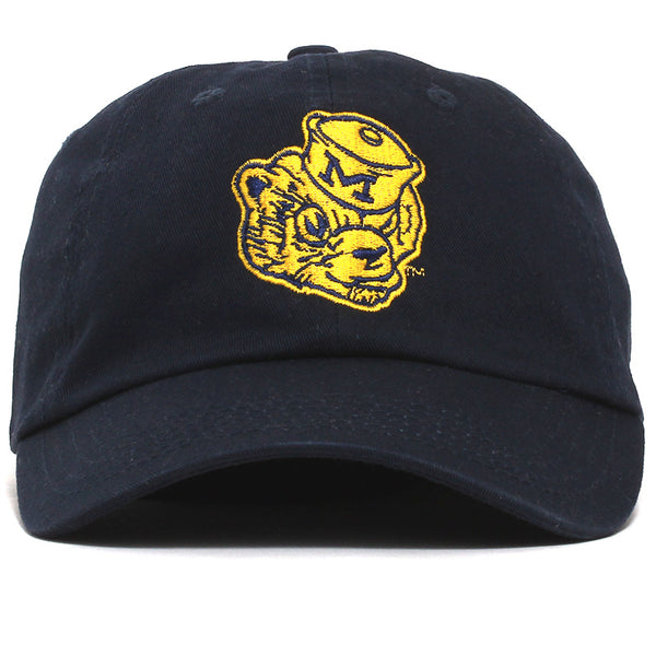 University of Michigan Wolverine Head Vintage Washed Dad Hat Navy