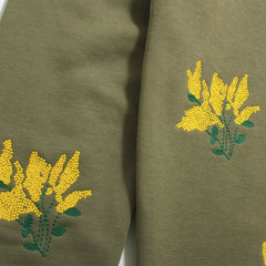 Floral Embroidered Sweatshirt Army