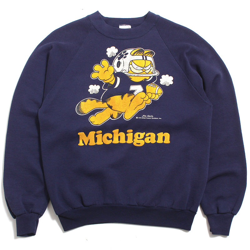 University of Michigan Garfield Football Player Swingster Crewneck Sweatshirt Navy (Large) University of Michigan Garfield Football Player Swingster Crewneck Sweatshirt Navy (Large)