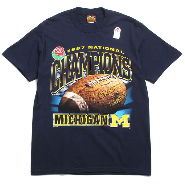 University of Michigan 1997 National Champions With Schedule Nutmeg DS T-Shirt Navy (Medium)