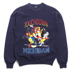 University of Michigan Looney Tunes Touchdown Crewneck Sweatshirt Navy (Small)