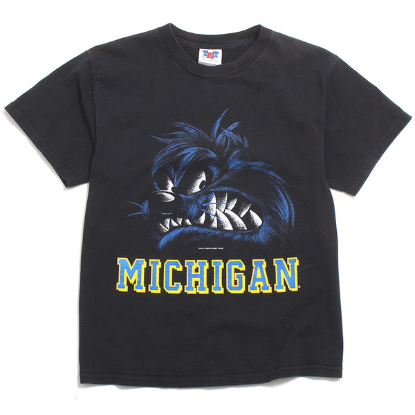 University of Michigan Taz The Tasmanian Devil Looney Tunes Growling Face TNT T-Shirt Black (Youth Large)