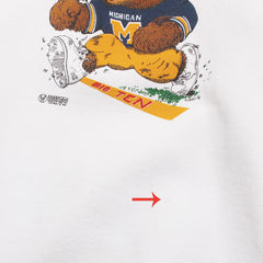 University of Michigan 1988 Big Ten Champs Teddy Bear Front & Back Crewneck Sweatshirt White (Large)