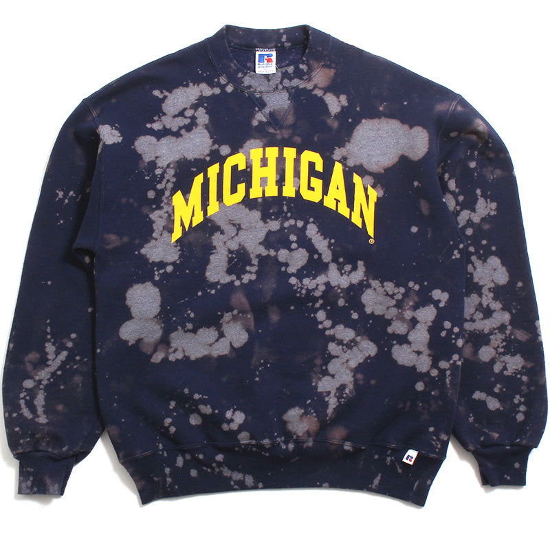 University of Michigan Classic Arch Russell Athletic Crewneck Sweatshirt Navy Bleach Wash (Large) University of Michigan Classic Arch Russell Athletic Crewneck Sweatshirt Navy Bleach Wash (Large)