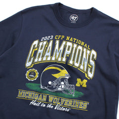 University of Michigan Wolverines 2023 CFP National Champions Arch & Helmet Franklin T-Shirt Atlas Blue