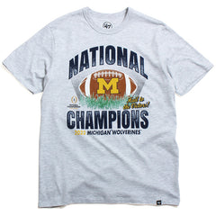 University of Michigan Wolverines 2023 CFP National Champions Football Block M Franklin T-Shirt Relay Grey