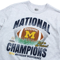University of Michigan Wolverines 2023 CFP National Champions Football Block M Franklin T-Shirt Relay Grey