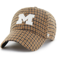 University of Michigan Wolverines Shepherds Check Clean Up Hat Camel