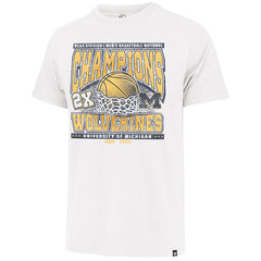 University of Michigan Wolverines 2X NCAA Basketball National Champions Franklin T-Shirt White Wash
