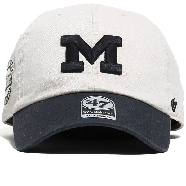 University of Michigan Wolverines Block M Sidestep Clean Up Hat Bone