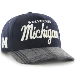 University of Michigan Wolverines Windowpane Plaid Script Hitch RF Hat Navy