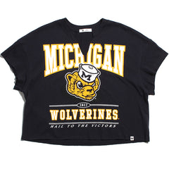 University of Michigan Wolverines Women's Elation Oversized Notch Neck T-Shirt Navy