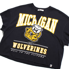 University of Michigan Wolverines Women's Elation Oversized Notch Neck T-Shirt Navy