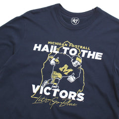 University of Michigan Wolverines Vintage Cartoon Football Player Regional Premier Franklin T-Shirt Atlas Blue
