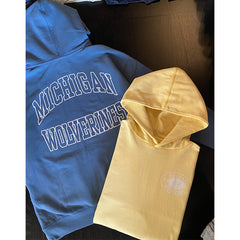 University of Michigan Wolverines Hookline River Hoodie Dusted Timber Blue