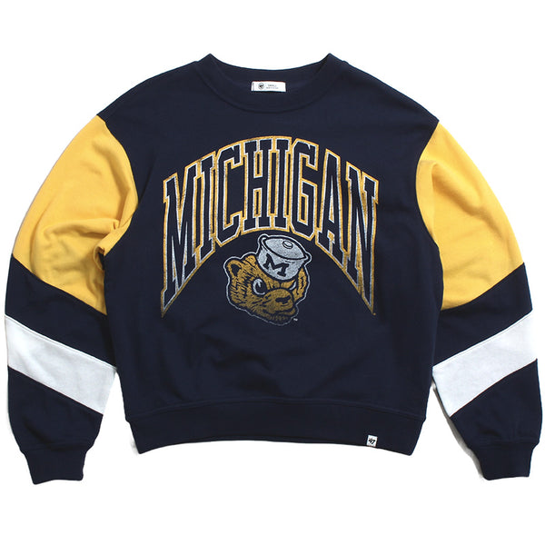 47 Brand - University of Michigan Wolverines Women's Double Header Sweet  Heat Peyton T-Shirt Vintage Atlas Blue –