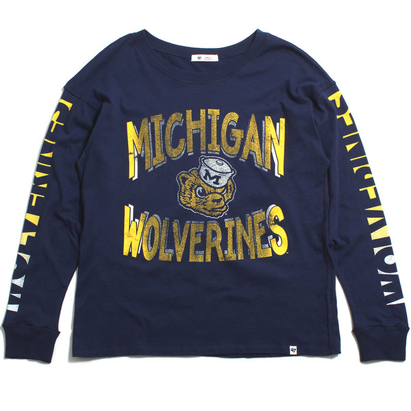 University of Michigan Wolverines Women's Cloud Nine SOA LS T-Shirt Atlas Blue