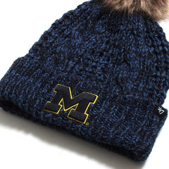 University of Michigan Wolverines Women's Meeko Cuff Knit Beanie With Pom Navy