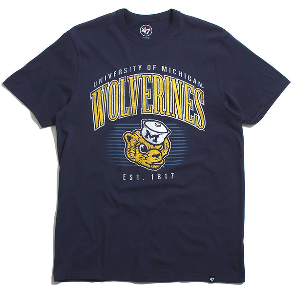 University of Michigan Wolverines Double Header Franklin T-Shirt Vintage Atlas Blue