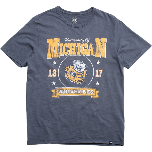 University of Michigan Wolverines Vintage Holt Heavy Slub T-Shirt Rusted Navy